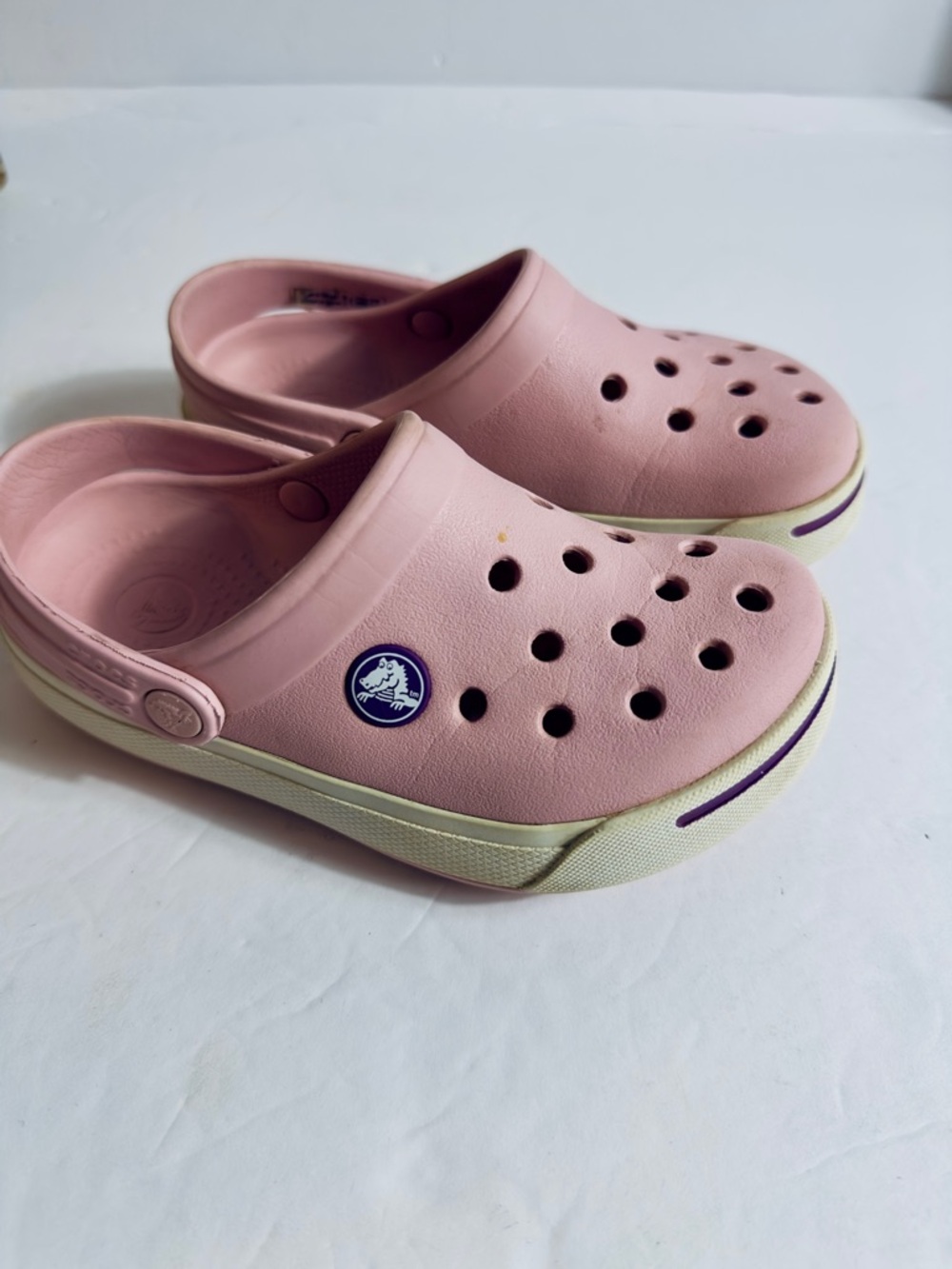 Crocs Kids Pink Slip-On Clog Shoes with Heel Strap size 10